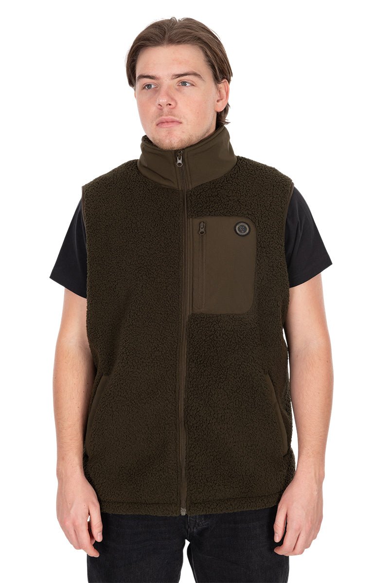 Chaleco sin mangas Fox Olive Sherpa Hybrid - Tienda Carpfishing