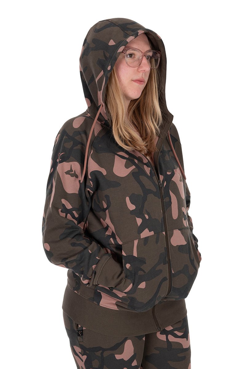 Sudadera Fox Camo para mujer con cremallera - Tienda Carpfishing