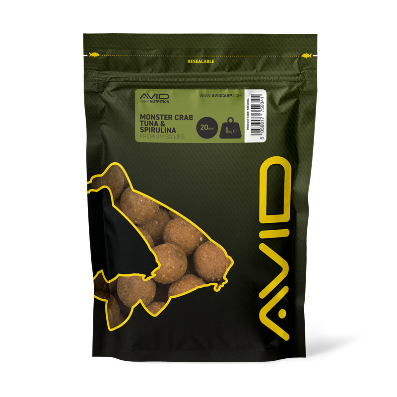 Boilies Avid Carp Premium Monster Crab Tonno e Spirulina 20 mm