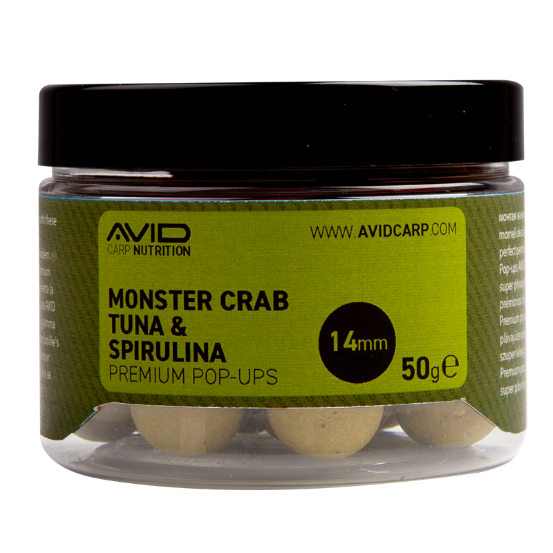 Pop ups Avid Carp Monster Crab Tonno e Spirulina 14 mm