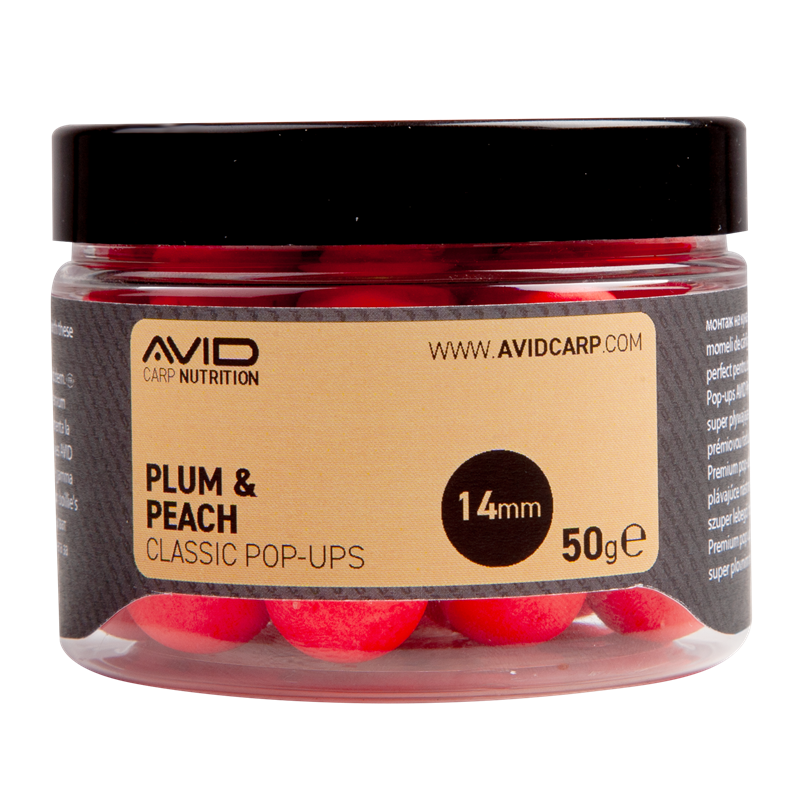 Pop ups Avid Carp Prugna e Peach 14 mm