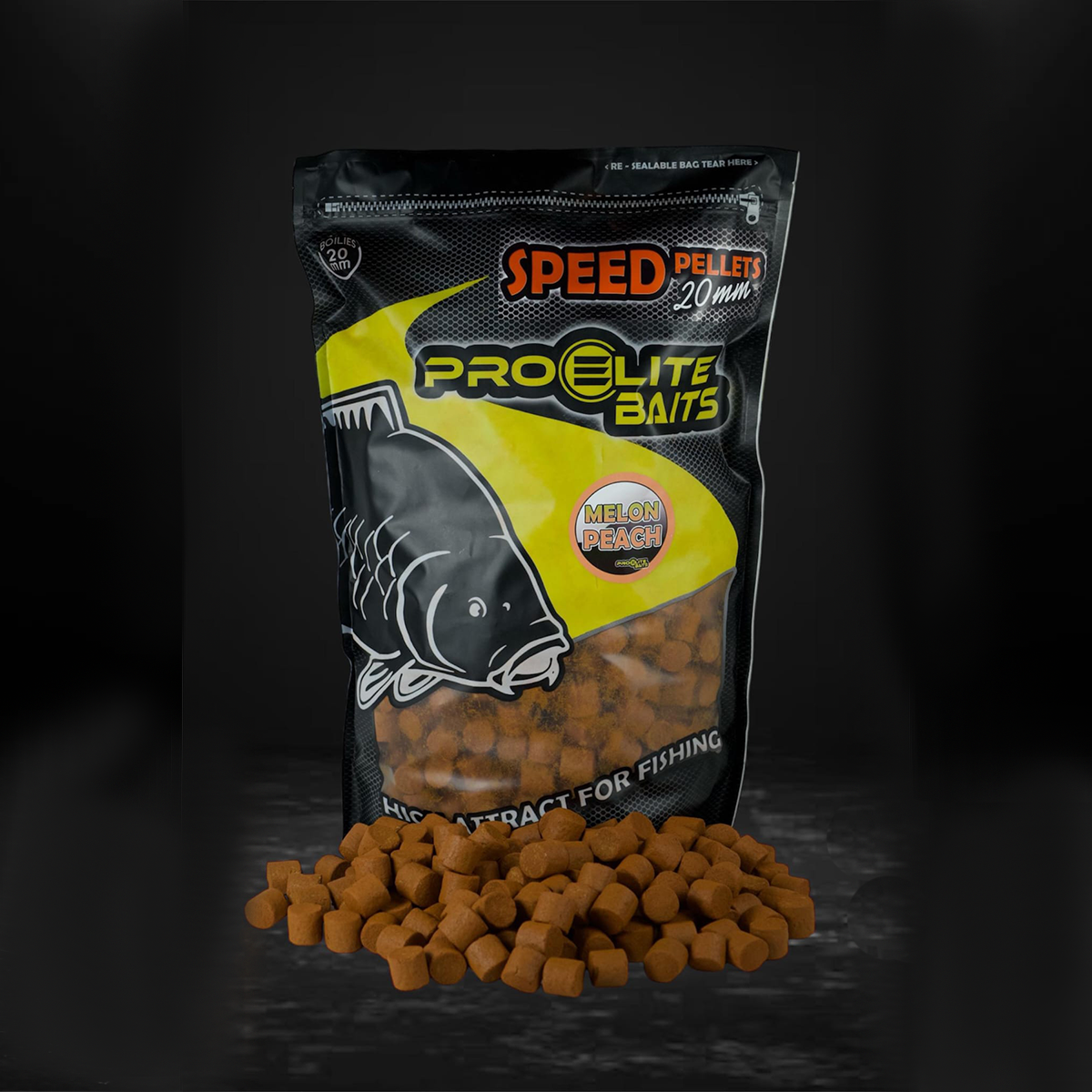 Velocità Pellets Pro Elite Baits Melone e Peach 20 mm 4,5 Kg