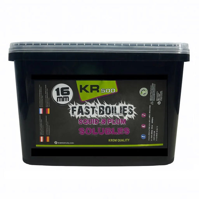 Boilies Solubles Krom Quality KR500 Squid & Plum 16 mm 5KG - Tienda Carpfishing