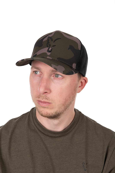 Gorra Fox Trucker Negra - Camo - Tienda Carpfishing