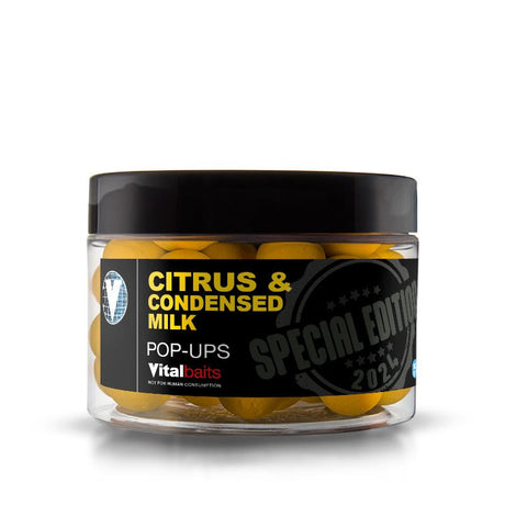 Pop ups Vitalbaits Citrus & Cond. Milk Amarillo 14 mm - Tienda Carpfishing
