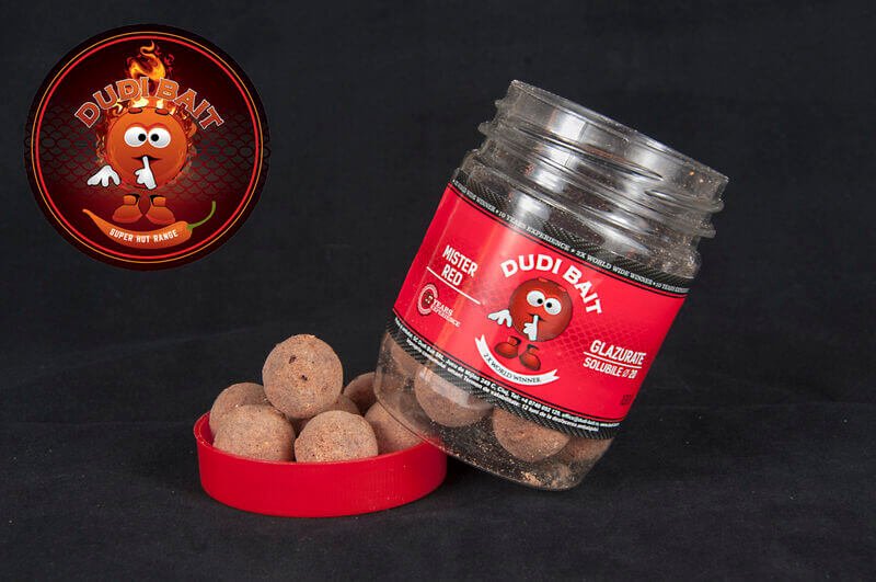 Hook Baits Solubles Dudi Bait Glazurate Mister Red Super Hot 20 mm - Tienda Carpfishing