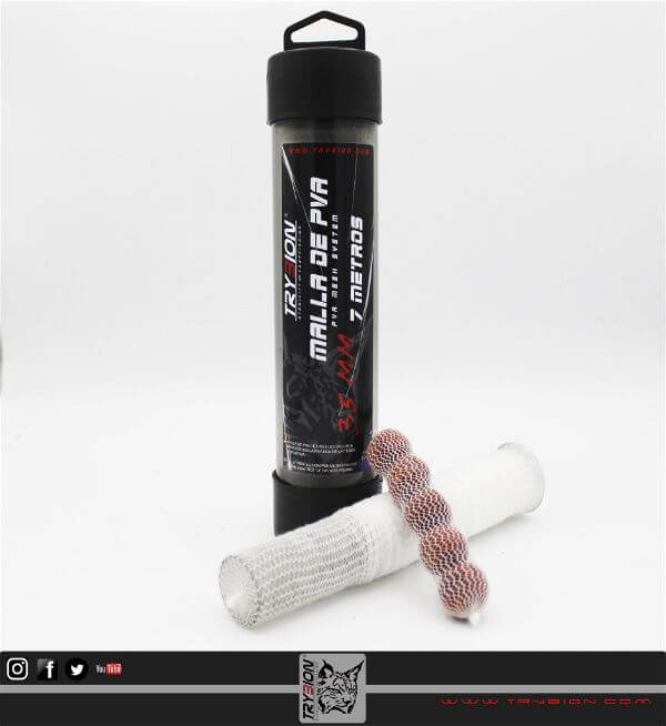 Malla PVA en tubo de 35 mm Trybion - Tienda Carpfishing