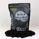 Pellets Taladrados Pro Elite Baits Black Halibut 15 mm - Tienda Carpfishing