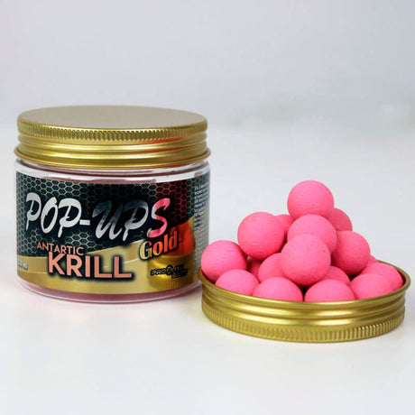 Pop Ups Pro Elite Baits Gold Antartic Krill Rosa 14 mm - Tienda Carpfishing