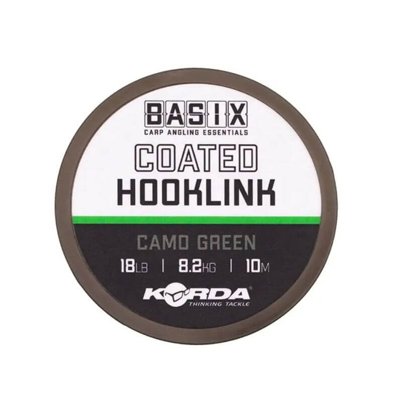 Trenzado Korda Basix Coated Camo Verde 10 m - Tienda Carpfishing